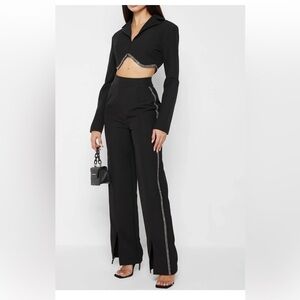 Maniere De Voir embellished crop blazer us 10